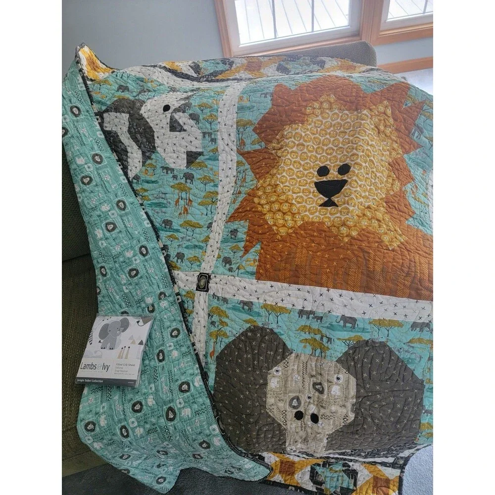Handmade Quilt Quilted Safari Theme Multicolor Unisex Bedding